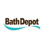 A bath depot logo with water in the background.