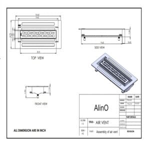 A drawing of the dimensions of an air conditioner.