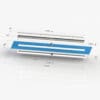 A blue and white drawing of a ruler